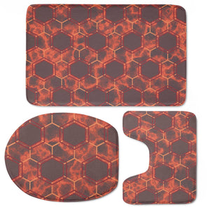 Orange Honeycomb Marble Toilet Three Pieces Set