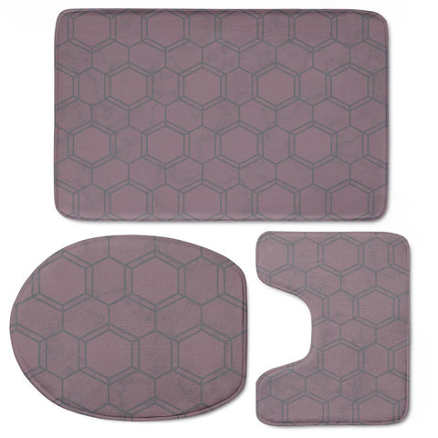 Image of Rose Honeycomb Pattern Toilet Three Pieces Set