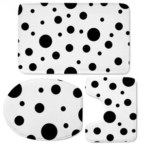 Black On White Polka Dot Pattern Toilet Three Pieces Set