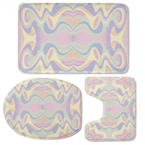 Image of Abstract Pastel Colors Toilet Three Pieces Set