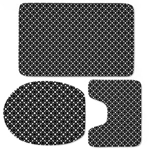 Black White Simple Geometric Pattern Toilet Three Pieces Set