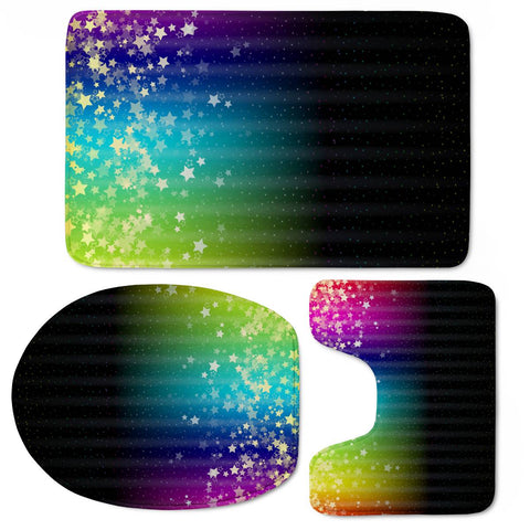 Image of Colorful Space Rainbow Stars Toilet Three Pieces Set