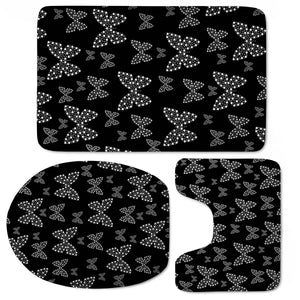 Black And White Butterflies Flowers Pattern Toilet Three Pieces Set