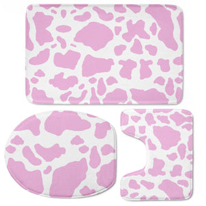 White Pink Cow Print Toilet Three Pieces Set