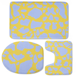 Yellow Blue Cow Print Toilet Three Pieces Set