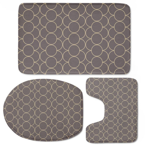 Image of Brown Beige Circles Pattern Toilet Three Pieces Set