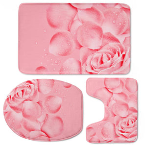 Rose Flower Petals Toilet Three Pieces Set