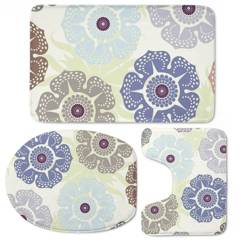 Image of Retro Flowers Toilet Three Pieces Set