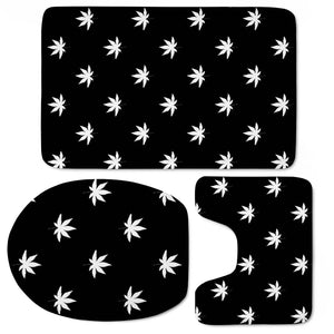 Black And White Weed Pattern Toilet Three Pieces Set