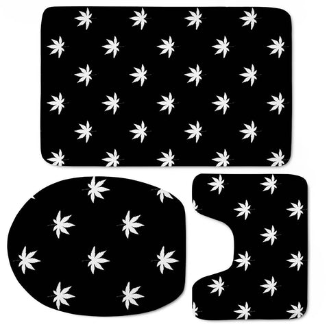 Image of Black And White Weed Pattern Toilet Three Pieces Set