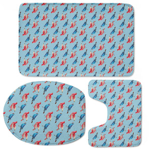 Red And Blue Birds Toilet Three Pieces Set