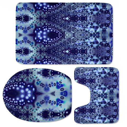 Image of Blue Lace Fractal Toilet Three Pieces Set