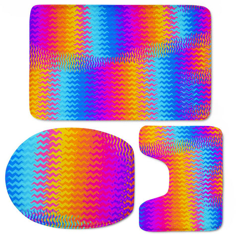 Image of Psychedelic Rainbow Heat Waves Toilet Three Pieces Set