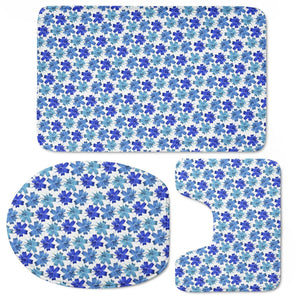 Lily Flowers Pattern Blue Toilet Three Pieces Set