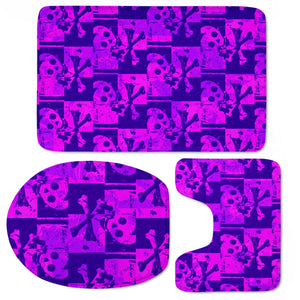 Purple Pink Skull Checker Toilet Three Pieces Set