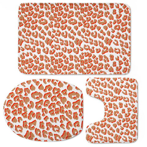 Image of Living Coral Leopard Print Toilet Three Pieces Set