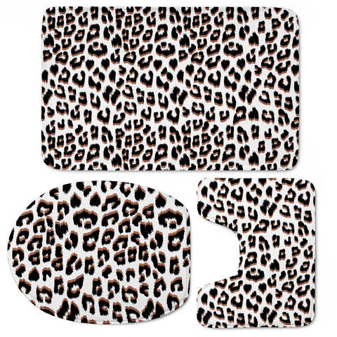 Image of 3D Leopard Print Black Brown Toilet Three Pieces Set