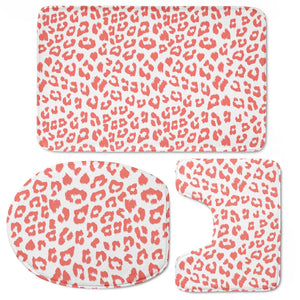 Living Coral Leopard Print Toilet Three Pieces Set