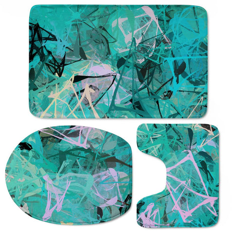 Image of Turquoise Abstraction Toilet Three Pieces Set