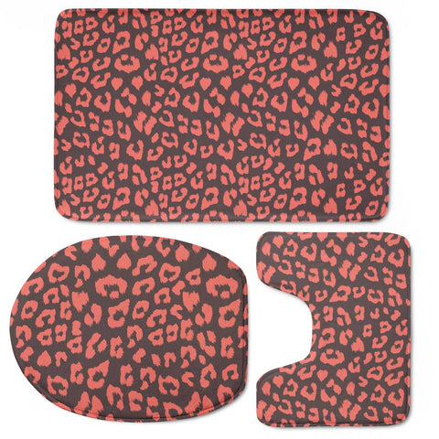 Image of Living Coral Leopard Pattern Toilet Three Pieces Set