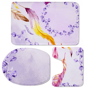 Floral Boho Watercolor Pattern Toilet Three Pieces Set