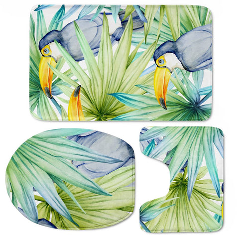 Image of Fancy Tropical Pattern Toilet Three Pieces Set