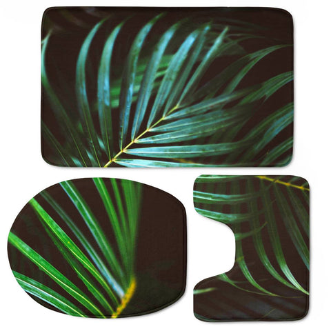 Image of Green Palm Leaves Toilet Three Pieces Set