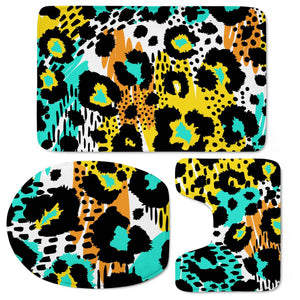 Modern Abstract Animal Print Toilet Three Pieces Set