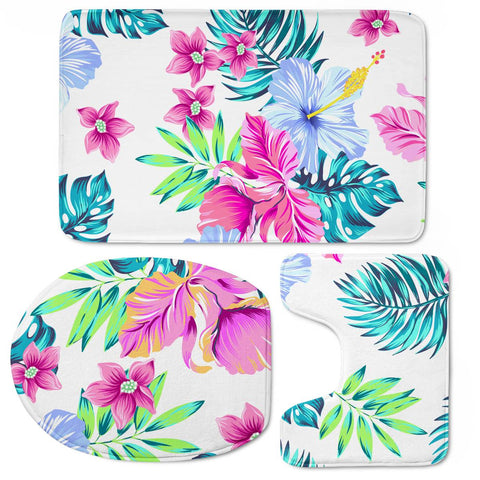 Image of Fancy Tropical Floral Pattern Toilet Three Pieces Set