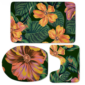 Fancy Tropical Floral Pattern Toilet Three Pieces Set