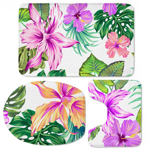 Fancy Tropical Floral Pattern Toilet Three Pieces Set