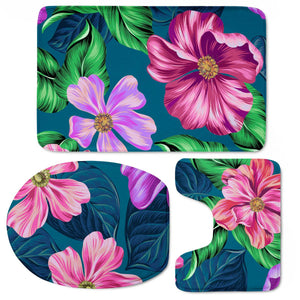 Fancy Tropical Floral Pattern Toilet Three Pieces Set