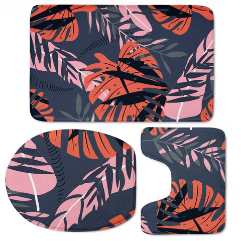 Image of Fancy Tropical Floral Pattern Toilet Three Pieces Set