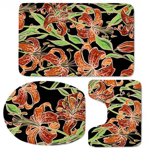 Fancy Tropical Floral Pattern Toilet Three Pieces Set