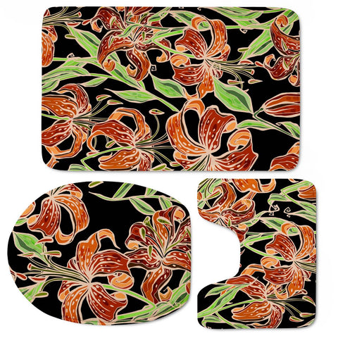 Image of Fancy Tropical Floral Pattern Toilet Three Pieces Set