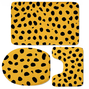 Cheetah Spots Print Black Orange Toilet Three Pieces Set