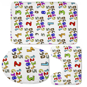 Cartoon Style Numbers Motif Pattern Toilet Three Pieces Set