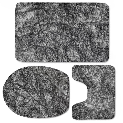 Image of Black And White Organic Texture Print Toilet Three Pieces Set