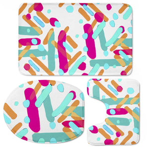 Vivid Multicolored Abstract Print Toilet Three Pieces Set