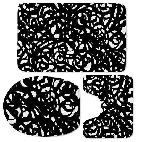 Image of Black And White Abstract Intricate Print Toilet Three Pieces Set