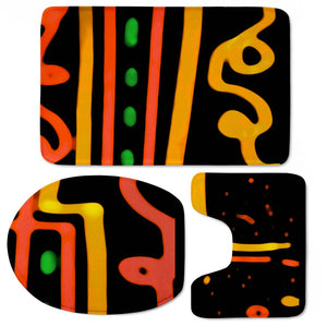 Colored Ethnic Abstract Art Toilet Three Pieces Set