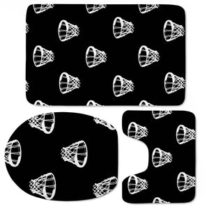 Basketball Motif Print Pattern Toilet Three Pieces Set