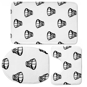 Basketball Motif Print Pattern Toilet Three Pieces Set