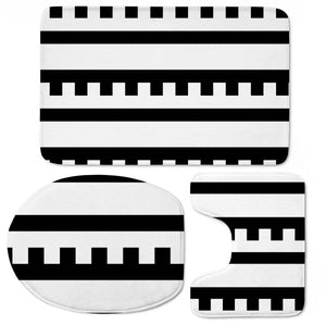 Black And White Geometric Design Pattern Toilet Three Pieces Set