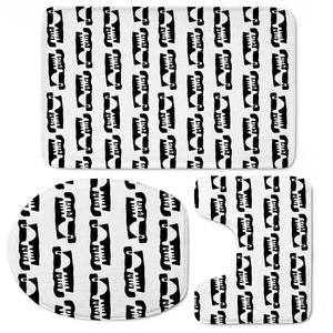 Black And White Abstract Ethnic Print Pattern Toilet Three Pieces Set