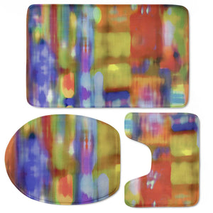 Colorful Blurred Abstract Texture Print Toilet Three Pieces Set