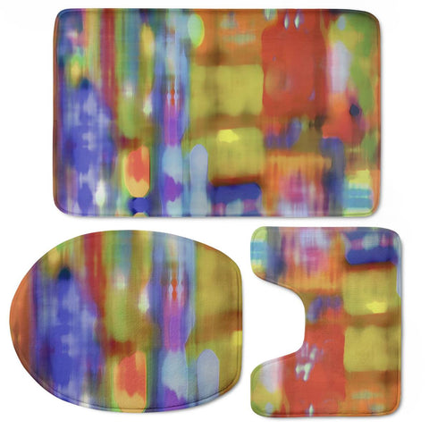 Image of Colorful Blurred Abstract Texture Print Toilet Three Pieces Set