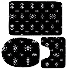 Black And White Ethnic Symbols Motif Pattern Toilet Three Pieces Set