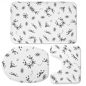 Ethnic Ornate Black And White Design Print Toilet Three Pieces Set