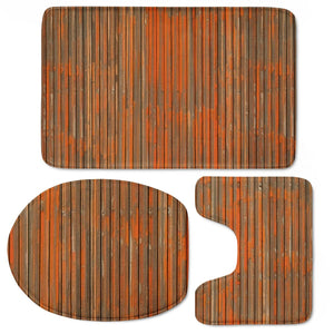 Orange Grunge Print Toilet Three Pieces Set